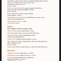 Kids menu  at The Cosy Club in Chester