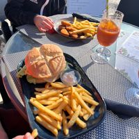 Burger, nuggets and mocktails  at Sam's Coffee and Bistro in Armacao De Pera