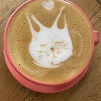 Latte with almond milk   at Valiente Café in Bogota