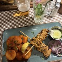 Vegan souvlaki with Greek style potatoes   at Taverna Athene in Berlin