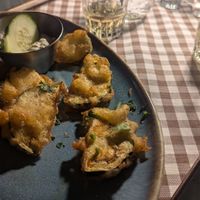 Fried zucchini and eggplant with Tzatziki at Taverna Athene in Berlin