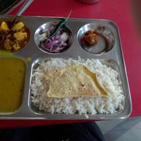 No-curd thali. at Ram Sewak Restaurant in Bodhgaya