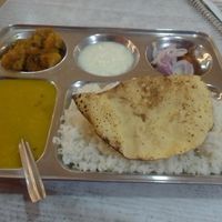 Thali with papad at Ram Sewak Restaurant in Bodhgaya