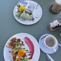 Golden Roll and Ocean's Dream pancakes at Panier Coffee & Brunch in Tenerife