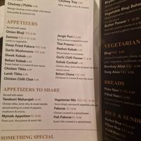 Menu, vg is vegan at Taste of Asia in Newport