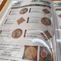 Sample of the menu at Minh Kien Vegetarian Restaurant in Hoi An