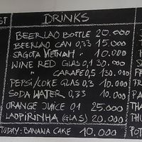 Menu at Bolaven Bistro in Paksong