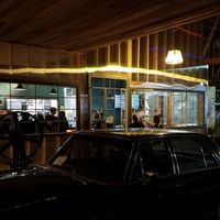 in the gallery looking in at Hella Vegan Eats in Oakland