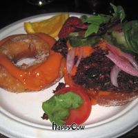 The famous beet burger on a donut bun. Amazing yum. at Hella Vegan Eats in Oakland