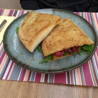 Filled Pita with rocket salad and tomato at Jesharna in Skofja Loka