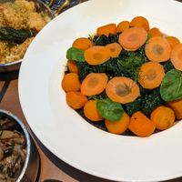 Cauliflower, Beluga lentils covered with kale and carrots,  mushrooms at Gordon Ramsay Hell's Kitchen in Washington