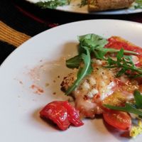 Leckere Rucola Pizza, mit veganen Käse.  at Dobra Karma in Katowice