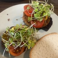 Humous quinoa cakes with bread added at no extra charge!  at Zone Su in Tainan