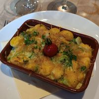 Asparagus and spinach gnocchi with vegan cheese at Hofstub'n in Stadlkirchen