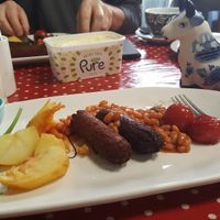 A happy cow indeed overseeing our lovely vegan breakfast at Bia Blasta in Cork