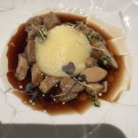 Sautéed mushrooms, red onion jus,  chive emulsion   at Corral de la Moreria in Madrid