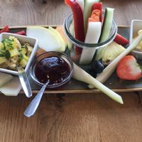 Vegan breakfast (also came with bread rolls)  at Hof Bartels in Rade