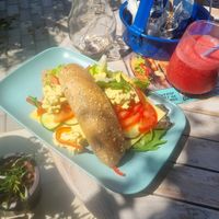 Vegan ham, cheese and tofu at N-Joy in Kos