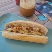 Vegan hotdog at N-Joy in Kos