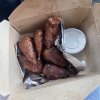 BBQ seitan wings with vegan ranch. Messy but delicious and filling!!  at 97 Estoria in Atlanta
