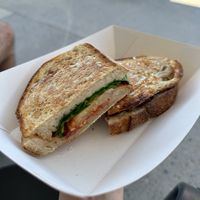 Pizza toastie  at Piknik in Burleigh Heads