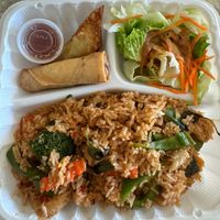 amazing lunch special deal for fried rice (ranges from 11.99-13.99 + soup if eating in person)  at So Saap in San Diego