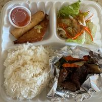 amazing lunch special deal for garlic pepper (ranges from 11.99-13.99 + soup if eating in person)  at So Saap in San Diego