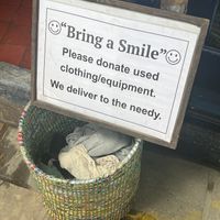 donation box  at Beni Recycled Handicrafts  in Kathmandu