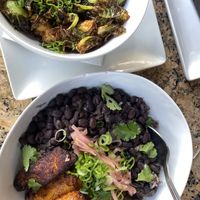 Cuban bowl and crispy Brussels  at Deluxe 1717 in Pasadena