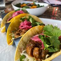 Mushroom barbacoa tacos (just ask to omit the queso)  at Deluxe 1717 in Pasadena