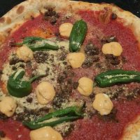 Vegan pizza with a touch of spice and Mexican flavors. at Ravintola Pontus in Helsinki