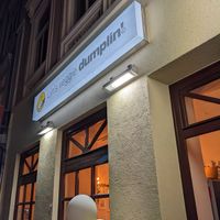 Sign outside at Lin's Veggie Dumplin' in Vienna