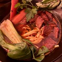 "Spicy" soup with vegan beef at Lin's Veggie Dumplin' in Vienna