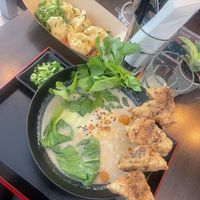 Veggie dumplings and Creamy Tofu Ramenn  at Lin's Veggie Dumplin' in Vienna
