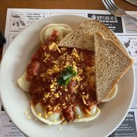 Vegan soy ravioli with toast (not buttered, just toasted bread)  at Taste of Maine in Woolwich