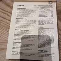 Menu ramen page at Matsudai Ramen in Cardiff