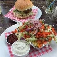 Vegan shoarma complete with plant based cheese and creamy garlic sauce & spicy chickpea burger at Burgertrut in Rotterdam