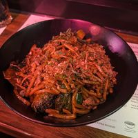 Make your own stirfry: garlic and mushroom, sweet potato noodles with “duck"  at Neon Ramen  in Everton Park