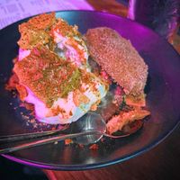 Cinnamon bun with vanilla ice cream and honeycomb  at Neon Ramen  in Everton Park