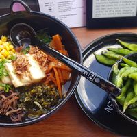 Yellow ramen noodles with shiitake base and tofu, bamboo shoots, corn, wood ear fungus and preserved mustard at Neon Ramen  in Everton Park
