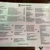 Menu 2024  at Neon Ramen  in Everton Park