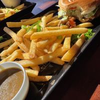 Katsu burger and friess  at Neon Ramen  in Everton Park