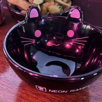 Edamame in cute kitty bowls  at Neon Ramen  in Everton Park