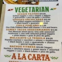 Vegetarian menu  at Las Piramides in Huber Heights