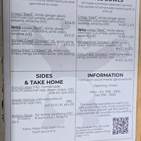 Menu at Bao Selecta in Cardiff