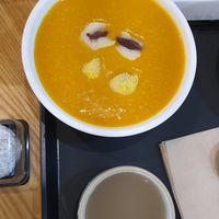 Pumpkin Porridge is vegan - but topping here contains egg! at Bizeun - 빚은 서울역점 in Seoul