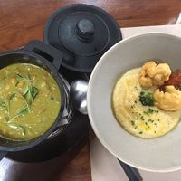 Chickpea curry and polenta  at Flores do Cabo in Colares