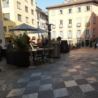 Outdoor seating at Flamel in Lugano