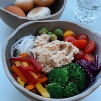 Veganised bowl (cheese has been left out) at Felice Brasserie in Gzira