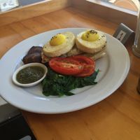 green eggs  at Suzy Spoon's Vegetarian Butcher in Marrickville